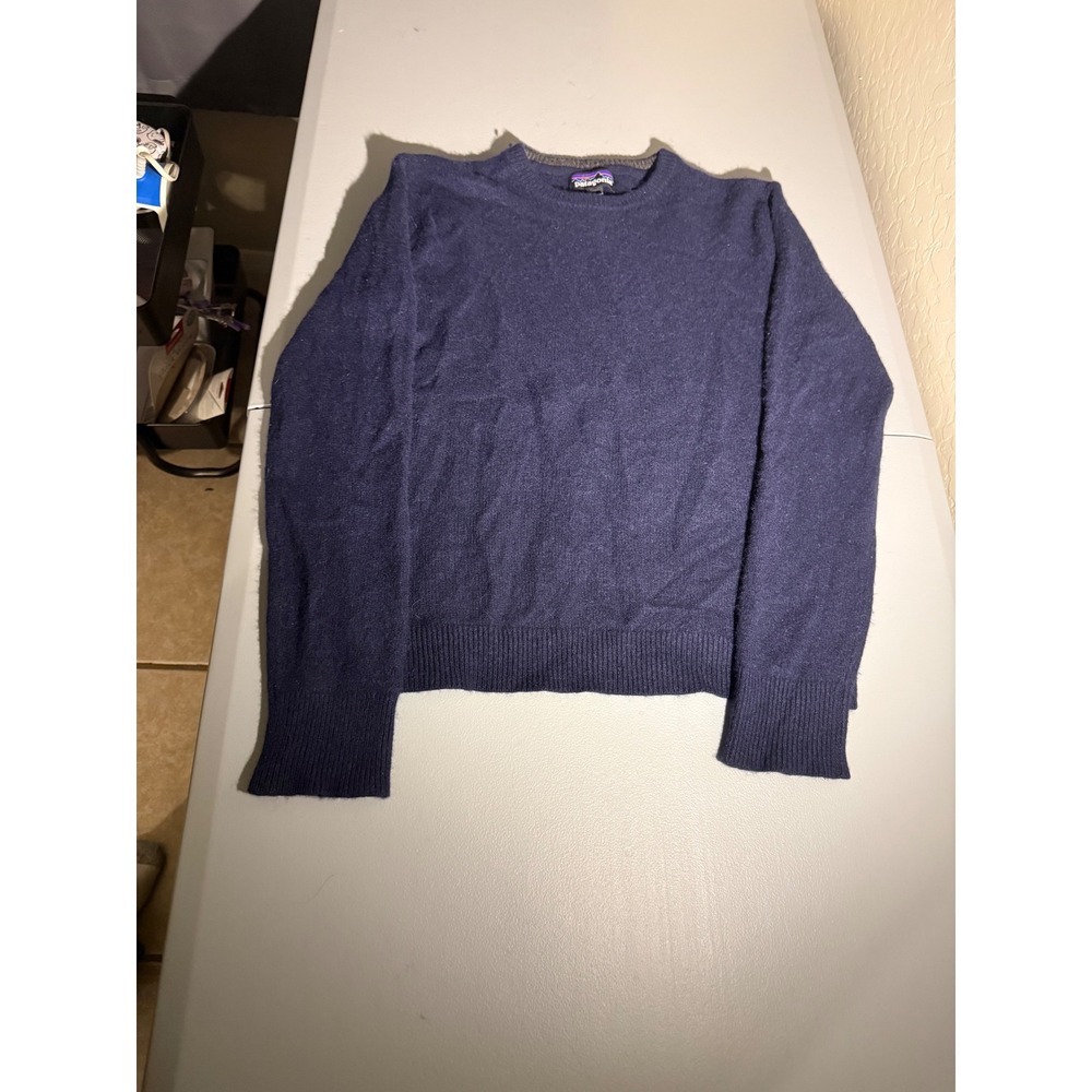 Patagonia Recycled Cashmere Wool Crewneck Sweater Navy Blue Mens Small 50525